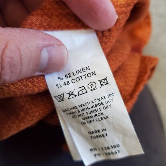 32 Bar Blues Shirt Mens Large Orange Button Up Linen - Picture 6 of 9